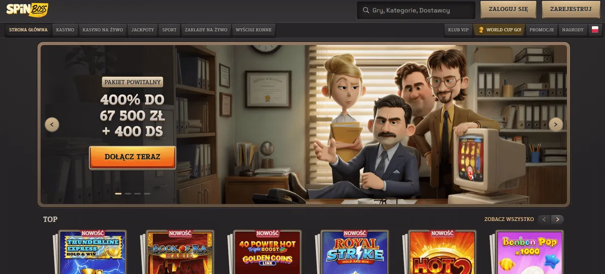 SpinBoss homepage kasyna akceptujące BLIK